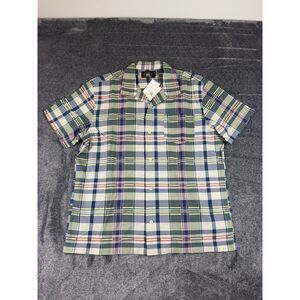 Ralph Lauren Double RL Men's L Madras Plaid Seersucker Loop Collar Shirt NWT